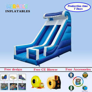 Castillo Inflable Comercial Azul y Blanco con Tobogán y Escalera de Escalada para <span class=keywords><strong>Alquiler</strong></span> en Eventos al Aire Libre - Product Image 1