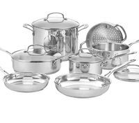Collection de batterie de cuisine haut de gamme en acier inoxydable - Ensemble de casseroles compatibles induction avec couvercles en verre et insert vapeur