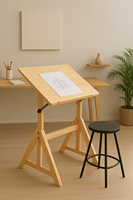 Table à dessin en bois de hêtre réglable, fabrication directe d'usine, bureau d'art inclinable, chevalet de peinture, croquis, architecture, conception, vente en gros OEM