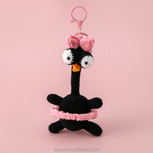 Llavero de ganchillo hecho a mano de pájaro de dibujos animados, lindo <span class=keywords><strong>amigurumi</strong></span> de <span class=keywords><strong>ojos</strong></span> grandes y cuello largo, colgante para bolso, colgante para mochila, regalo de costura - Product Image 2