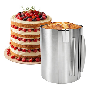 Moderno Anello per Torte in <span class=keywords><strong>Acciaio</strong></span> Inox Regolabile Extra Alto 7,87 Pollici per Pasticceria e Dessert - Product Image 1