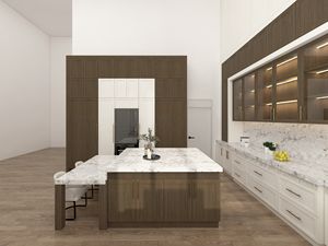 Muebles de Cocina Modernos con Diseño en Tono Madera, Encimera de Mármol, Almacenamiento Funcional y Personalizable para Apartamentos - Product Image 5