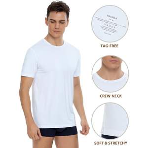 Lot de 3 T-shirts personnalisés pour hommes en viscose de bambou, à manches courtes, unis, doux et confortables pour la détente - Product Image 4