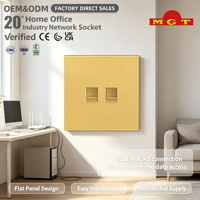 Prise murale double LAN Ethernet couleur or champagne pour la maison et le bureau, vente en gros d'usine OEM