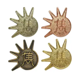 Pembuatan Logam Logo Perusahaan Kustom Merek Sandblast Lapel Pin Die-Casting Plating Sunshine Badge Kerah Pakaian Lambang Dada