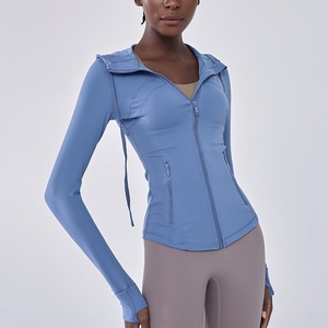 Women's Plus Size <b>Yoga</b> Hoodie <b>Jacket</b>-Spandex/Nylon Material Full Sleeve Breathable & Quick-Dry Slim Fit for Spring/Autumn Sports - Product Image 1