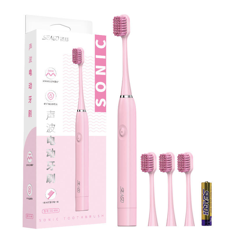 SG-920 สีชมพู [ตัวเครื่อง, หัวแปรง 8 หัว, แบตเตอรี่ AAA 1 ก้อน]