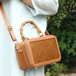 Bamboo Woven Square <b>Handbag</b> Women's Zipper Closure Chinese Style <b>Small</b> Bag - Product Image 2