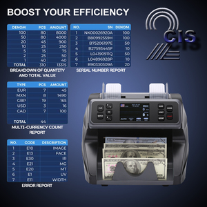 Compteur <span class=keywords><strong>de</strong></span> billets 2025 dernière génération double CIS XD-450Q avec détection UV/MG/IR/DD, vitesse <span class=keywords><strong>de</strong></span> 1200 pièces/min, trémie <span class=keywords><strong>de</strong></span> 300 pièces, 110-240V - Product Image 3