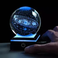 Base d'affichage en cristal de haute qualité en gros, base lumineuse LED en cristal pour boule de verre en cristal de 80 mm