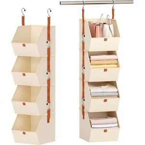 New Multi-Functional Wardrobe Storage <b>Box</b> Freely Assemblable <b>Foldable</b> Hanging Detachable 4-Layer Bedroom Hanging Storage <b>Box</b> - Product Image 1