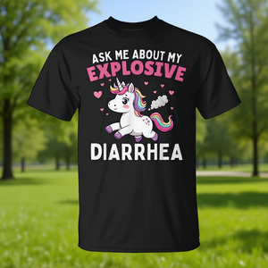 Camiseta con diseño de unicornio, camiseta con gráfico divertido del meme de la diarrea explosiva, talla para adultos - Product Image 3