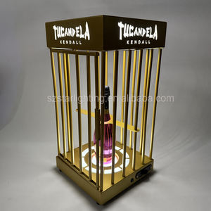 OEM ODM özel Logo altın ekran VIP Metal akrilik LED gece kulübü Bar için şampanya şişesi sunum kafes - Product Image 2