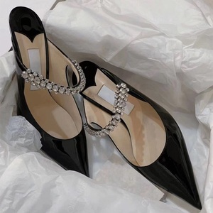 Sandalias de Tacón Alto de Charol de Alta Calidad para Mujer, Estilo Puntiagudo con Pedrería, Sin Cordones, para Verano - Product Image 6