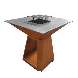 Barbecue au charbon de bois moderne en acier Corten de qualité supérieure, foyer extérieur avec certification CE, allumage automatique pour jardin, camping, brûlage de bois - Product Image 1