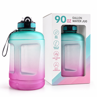 Bouteille d'eau de sport de 90 oz avec paille, finition douce au toucher, en PETG sans BPA, anti-fuite, avec poignée et échelle graduée en OZ, idéale pour les voyages