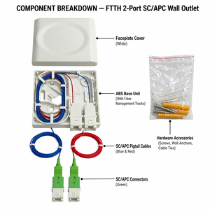 Boîtier terminal <span class=keywords><strong>fibre</strong></span> <span class=keywords><strong>optique</strong></span> SKYLYNN FTTH <span class=keywords><strong>SFR</strong></span> PTO-2F 1FO 2FO avec connecteur SC/APC 1310/1550nm et pigtail rouge, garantie 20 ans - Product Image 6