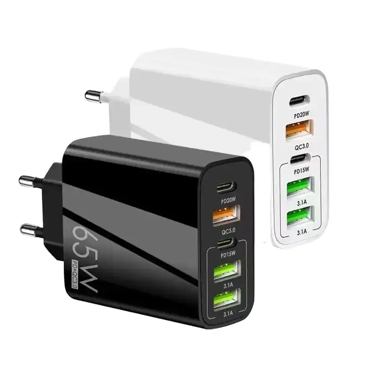 Universal 65w QC3.0 5v 2a 3a 3 porta USB carregador rápido com UK EU EU plug carregador de parede branca para celular