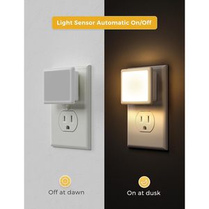 L LOHAS LED Night <b>Light</b> <b>Plug</b> <b>In</b> 0.3W Warm White Dusk To Dawn Sensor Control Square Shape 2 Pack - Product Image 3
