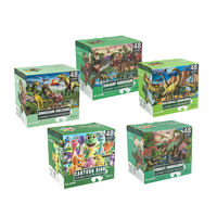 Puzzle en bois Montessori personnalisé de 48 pièces sur le thème des dinosaures, jeu éducatif d'apprentissage des animaux pour enfants