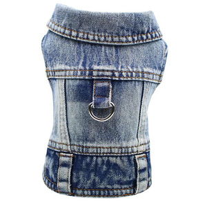 Venta al por mayor ropa para mascotas chaqueta vaquera chaleco para mascotas camisas monos azules abrigo de mezclilla chaqueta para perro para cachorro <span class=keywords><strong>pequeño</strong></span> - Product Image 1