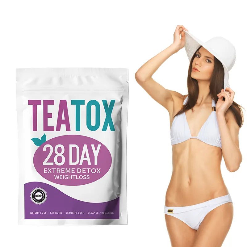 Healthcare teabags custom Private Label teatox 28 day extreme detox weight loss green tea flat tummy skinny beauty tea bags