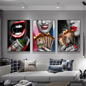 Décoration d'intérieur : Tableau créatif « Lèvres rouges avec citation <span class=keywords><strong>sur</strong></span> l'argent », <span class=keywords><strong>impression</strong></span> d'affiche, peinture, image, <span class=keywords><strong>impression</strong></span> <span class=keywords><strong>sur</strong></span> <span class=keywords><strong>toile</strong></span> « Lèvres de luxe », <span class=keywords><strong>art</strong></span> mural - Product Image 6