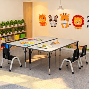 टिकाऊ सतह फिनिश किनारे झुकने आयताकार आकार mdf pp प्लास्टिक स्कूल डेस्क और कुर्सी क्रोम पैर - Product Image 2