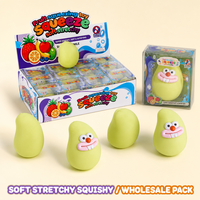 Jouet Squishy Mangue Croustillante Forme Fruit Courbé Visages Drôles Jouets Anti-Stress à Presser Cadeau 12 Pièces Boîte de Présentation