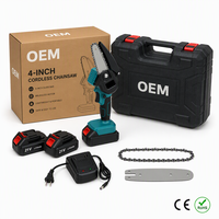 Scie à chaîne portable 4 pouces 20V rechargeable avec moteur sans balais, mini-tronçonneuse manuelle, outil de coupe de bois, largeur de coupe maximale 8cm, rapide