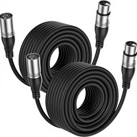 Câbles de microphone XLR équilibrés 15M (lot de 2) professionnels 3 broches mâle-femelle en cuivre sans oxygène, combinaison de câbles audio DMX pour studio