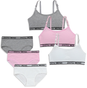 Set <span class=keywords><strong>Reggiseno</strong></span> e Mutandine per Ragazze Adolescenti, Completo Casual in Cotone Imbottito con <span class=keywords><strong>Reggiseno</strong></span> da Allenamento e Slip con Elastico in Vita per Bambine - Product Image 1