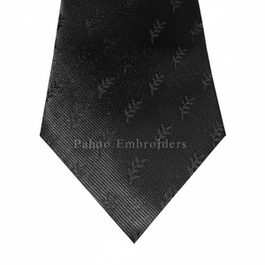 Cravate Maçonnique BAHOO EMBROIDERS avec Motif Feuilles Élégantes, Couleur et Logo Personnalisables, Unisexe, Tenue Religieuse - Product Image 1