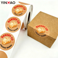 Stiker Gulung Kustom Kemasan Segel Label Bulat Bahan Vinyl Food Grade untuk Kotak Hadiah Tas Stiker Cangkir Kopi Logo Kustom
