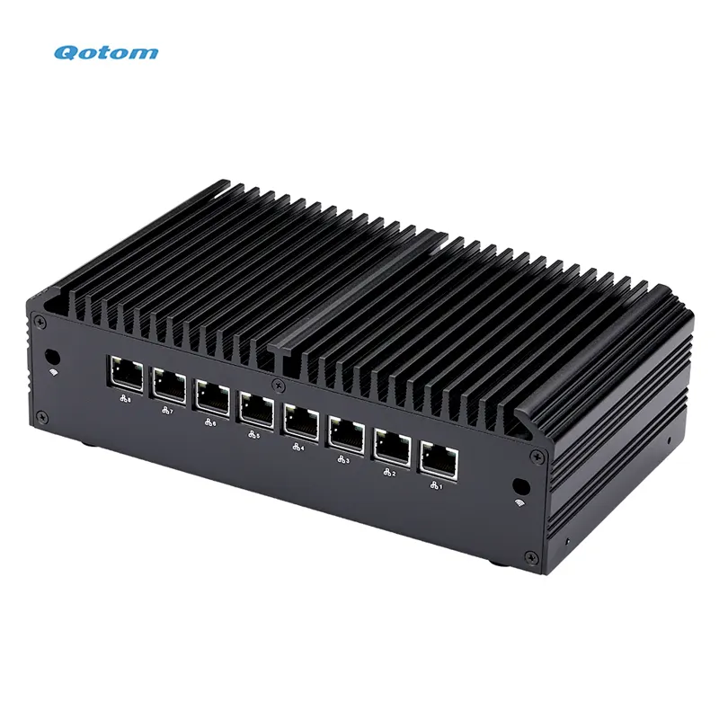 Qotom Fanless Mini Pc Computer Core i7 10710U porta RS-232 Desktop 8 Lan GPIO Firewall supporto Linux Business PC