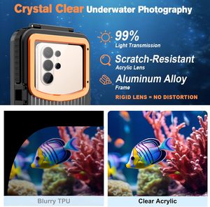 Funda Impermeable para Teléfono de 50 Pies de Profundidad, Funda Protectora Universal para Buceo y Snorkel, para Teléfonos Inteligentes de 5.4-6.9 Pulgadas, Negro Naranja - Product Image 5