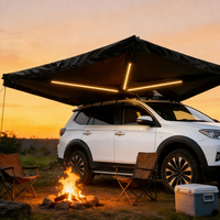 Tente de camping en forme d'éventail à 270 degrés, portable, imperméable, avec structure en alliage d'aluminium de 3000 mm, parois latérales, 3 bandes LED USB, toutes saisons