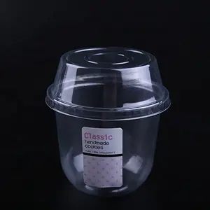 Lebensmittel qualität zylindrische Lebensmittel behälter Kit Kunststoff Kuchen Kuppel Behälter Dessert Plastik becher