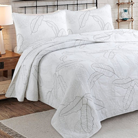 Ensemble de literie matelassé 3 pièces en microfibre de polyester léger pour chambre à coucher, toutes saisons