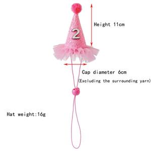 Hunde- & Katzen-Geburtstagsmütze aus PU-<span class=keywords><strong>Nylon</strong></span> mit Zahlen – Cartoon-Prinzessinnen-Stil Kleintier-Bekleidungszubehör - Product Image 3