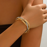 Parure de bijoux pour femme en or rhodié à 3 couches, motif os de serpent, collier et bracelet torsadés minimalistes à chevrons, pour mariage et usage quotidien