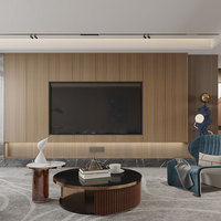 Meuble TV moderne de luxe léger Benovo, ensemble table basse et meuble TV pour salon, en bois massif avec rangement pour la maison