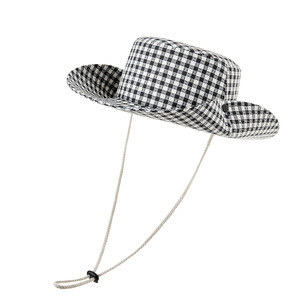 Chapeau Bob en Coton à Carreaux Style Japonais Unisexe à Large Bord Protection Solaire Chapeau d'Extérieur - Product Image 1