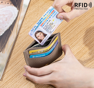 Nouveauté : Porte-cartes en cuir véritable avec RFID pour femmes, porte-permis de conduire, mini porte-cartes bancaire pour femme - Product Image 1