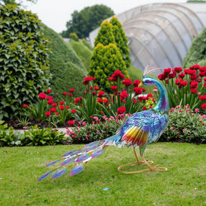 22.5 Inch Blauwgroene Vogel Gazon Sculpturen Solar Tuin Verlichting Tuin Decor Pauw Voor Buiten Patio Veranda Achtertuin - Product Image 3