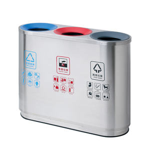 Contenedor <span class=keywords><strong>de</strong></span> <span class=keywords><strong>Basura</strong></span> <span class=keywords><strong>de</strong></span> Acero Inoxidable al por Mayor <span class=keywords><strong>con</strong></span> <span class=keywords><strong>Tres</strong></span> <span class=keywords><strong>Compartimentos</strong></span> Extraíbles para Reciclaje y <span class=keywords><strong>Basura</strong></span> Reciclada - Product Image 1