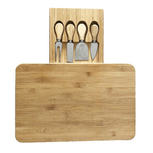 Bamboo Cheese Board <b>Set</b> With Drawer And Knives Dishwasher Safe For Food Prep - Product Image 3