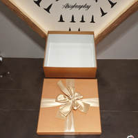 Kotak Hadiah Hamper Kardus Kertas Oranye High-End Custom dengan Tutup dan Alas, Tebal 2mm, Embos dengan Pita
