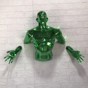 Escultura Moderna de Busto Masculino en Resina 3D, Color Verde Cromo, para Decoración de Paredes Interiores de Hogar o <span class=keywords><strong>Restaurante</strong></span> - Product Image 2