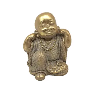 Ornamen hadiah kerajinan Resin perbaikan rumah patung biksu kecil Mini hadiah Dekorasi Buddha Sano rumah gaya Buddha emas